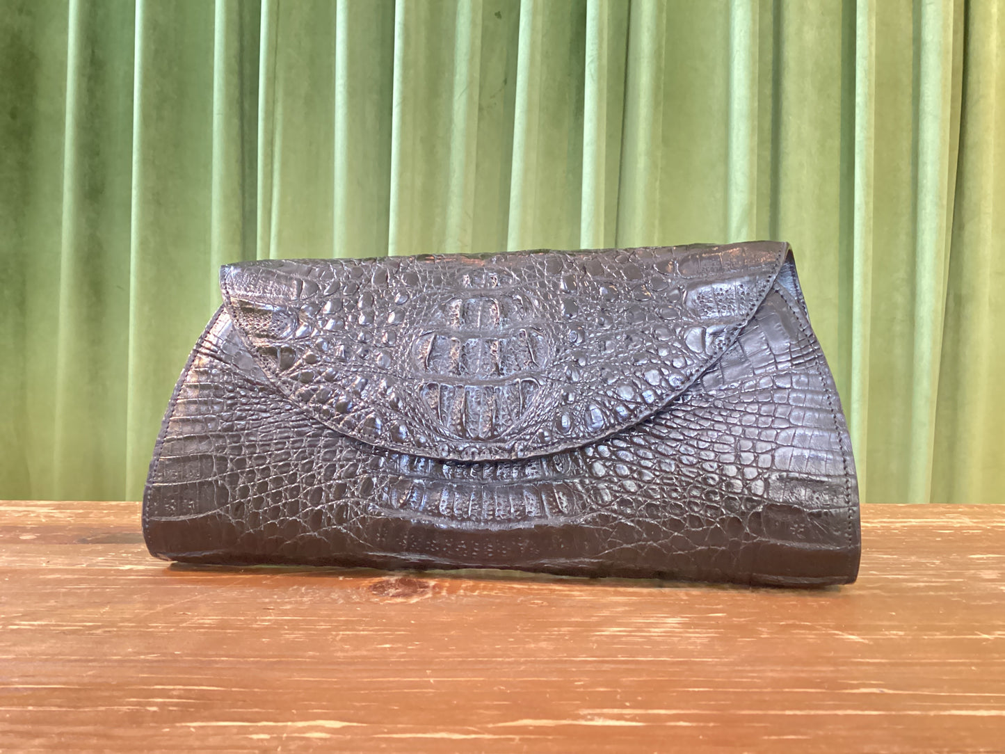 XL crocodile clutch