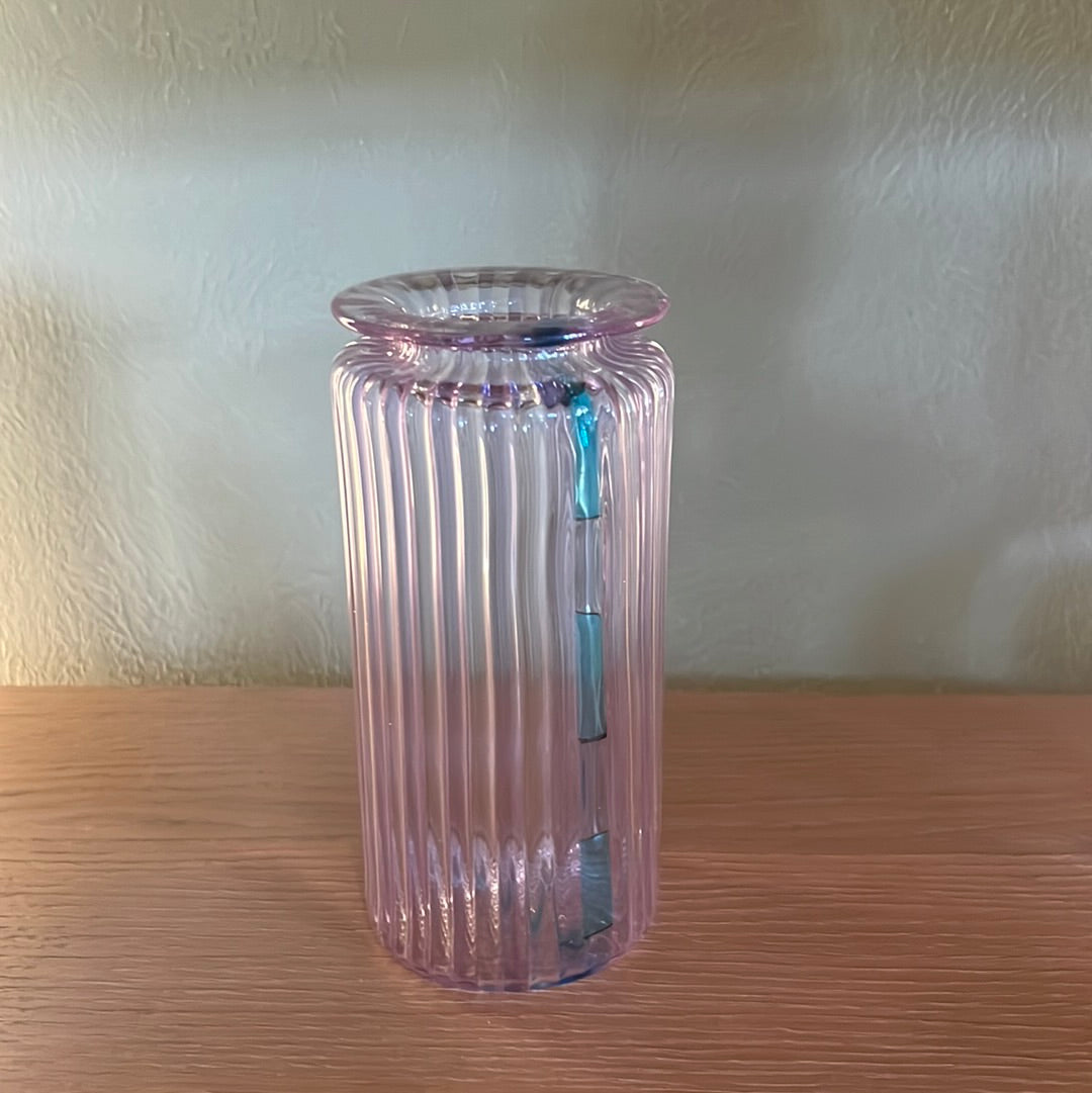Vintage Ribbed Glass Vase