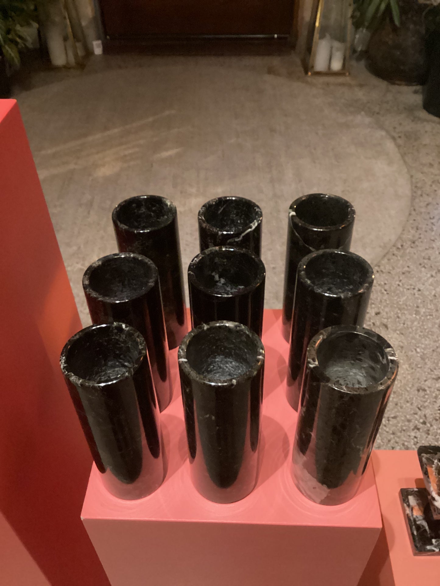 Black Marble Cylinder Vase