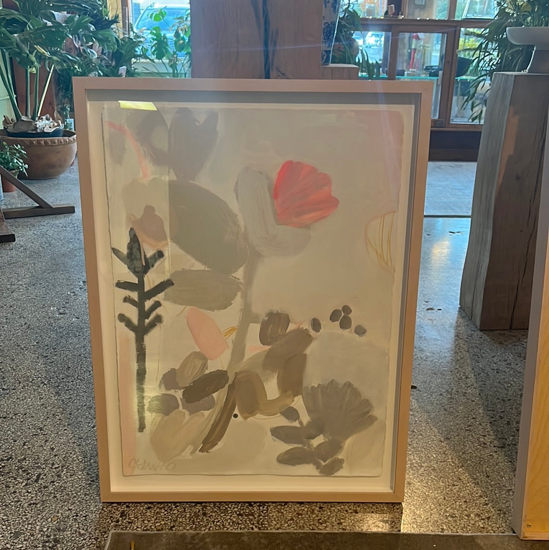 Sonya Edwards - Floral Under Marmalade Sky - Medium on paper framed under glass