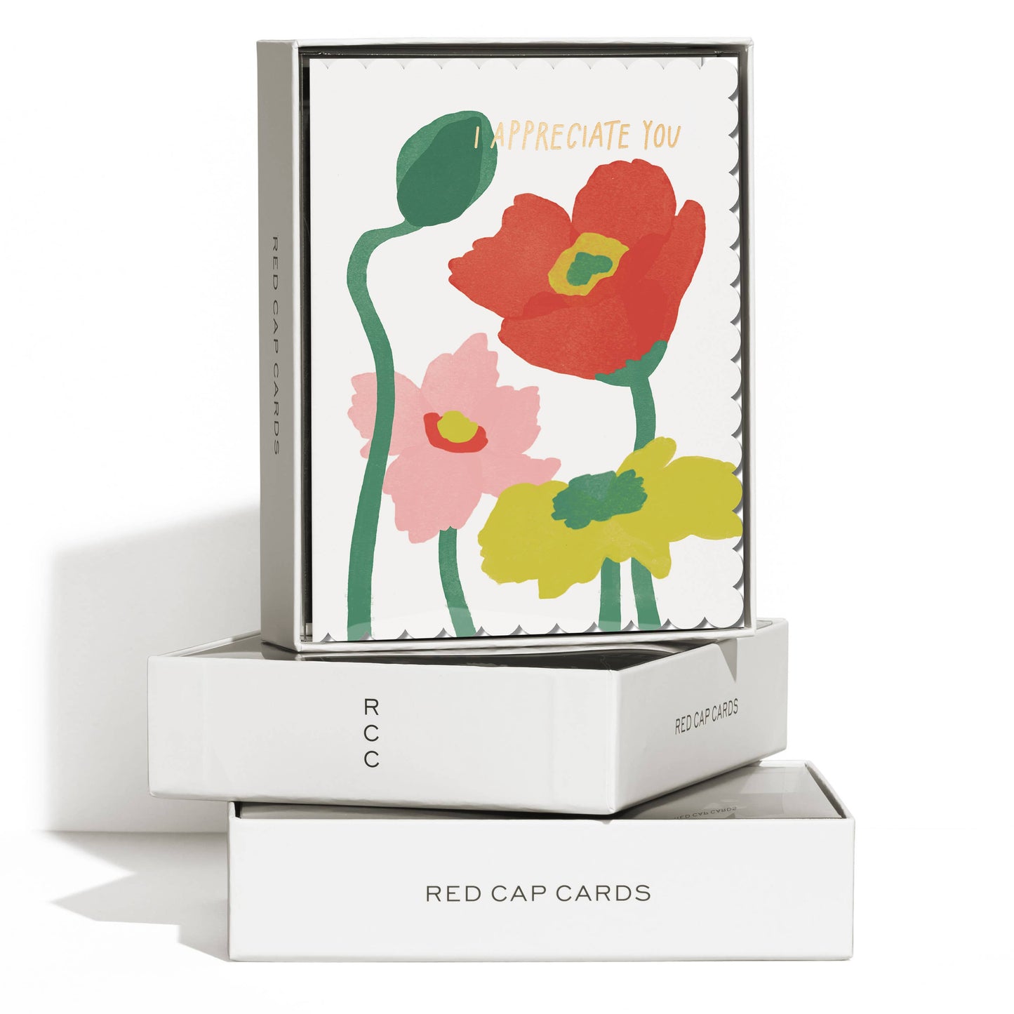 Scalloped Poppy thank you greeting card