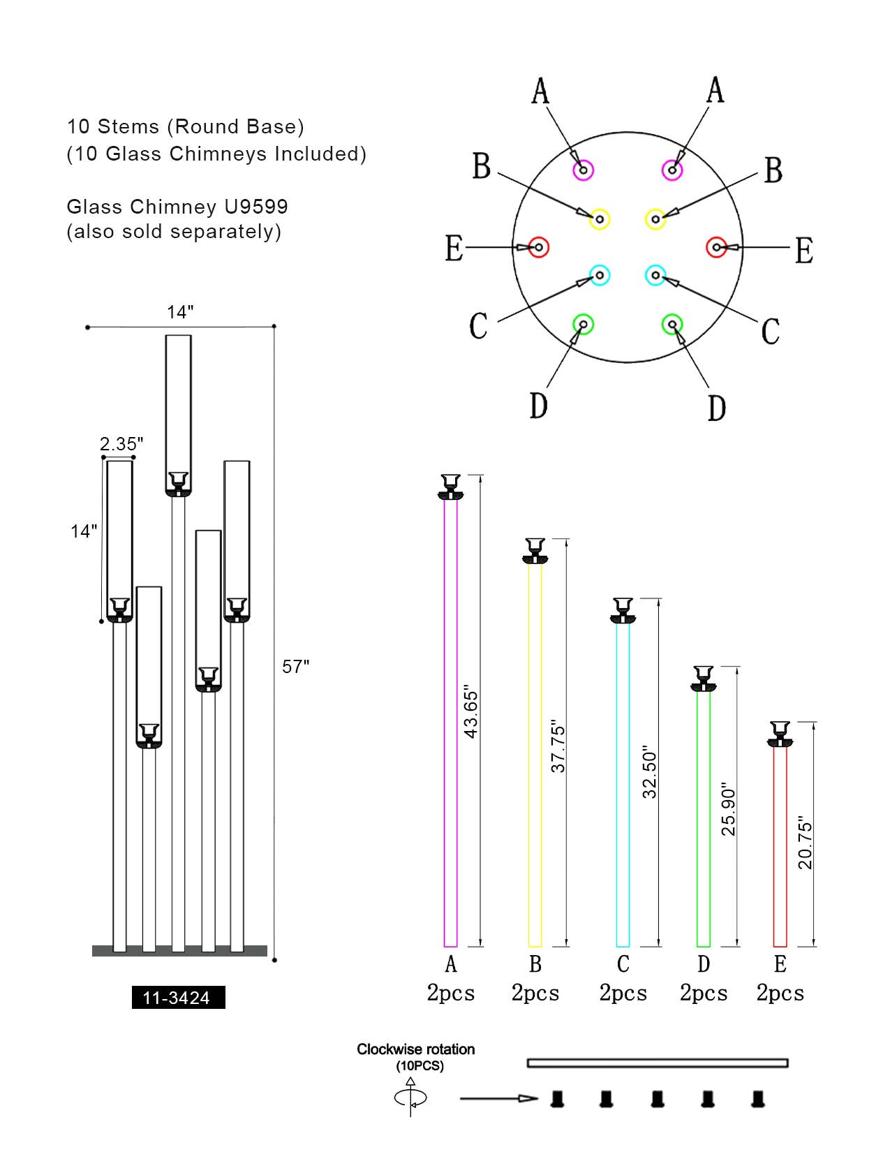 Diamond Glow Acrylic Candelabra