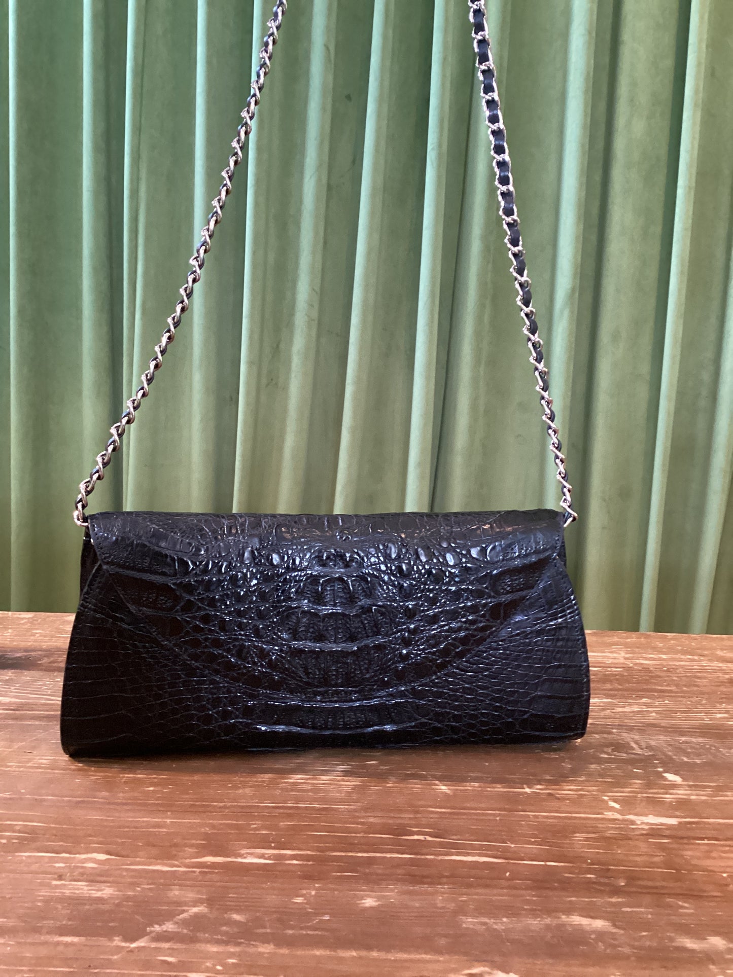 XL crocodile clutch