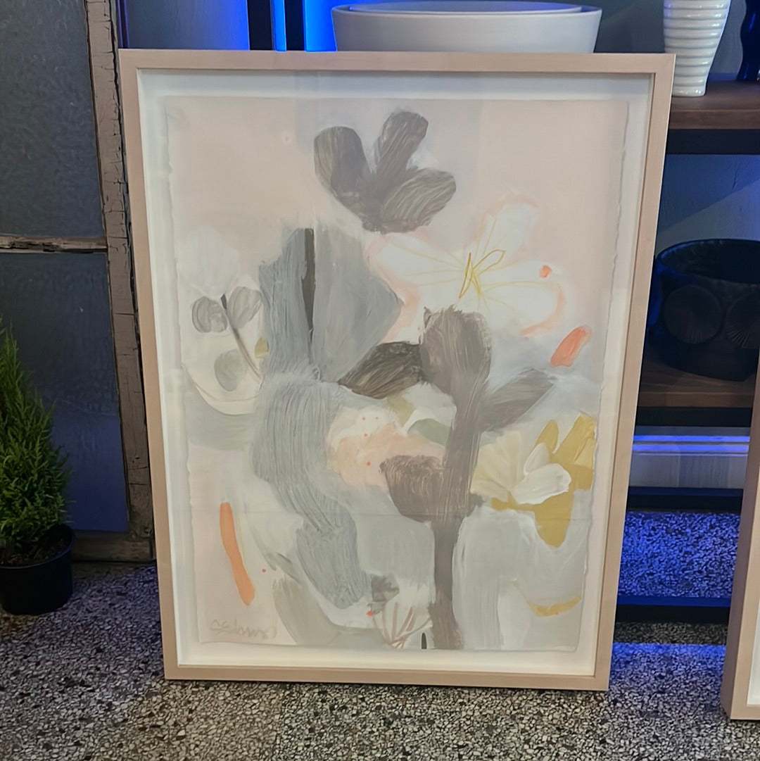 Sonya Edwards - Floral Under Marmalade Sky - Medium on paper framed under glass