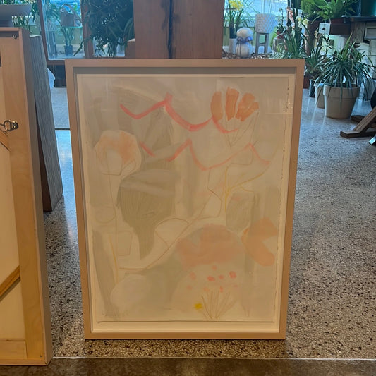 Sonya Edwards - Floral Under Marmalade Sky - Medium on paper framed under glass