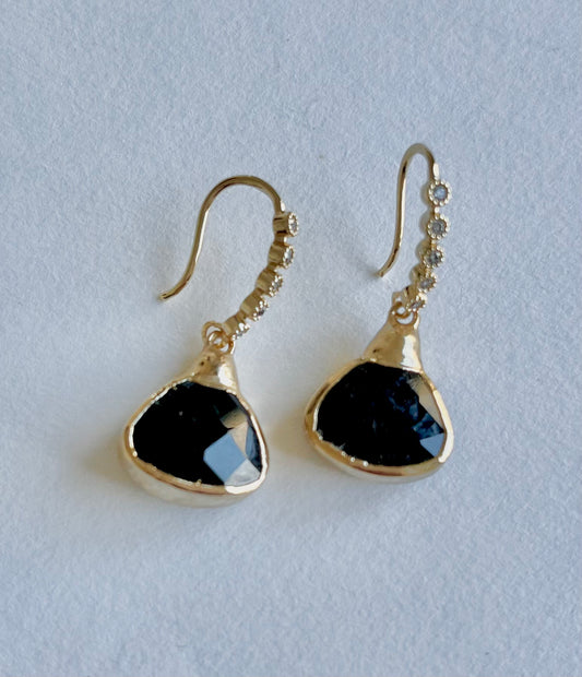 Barbara Harvel - Earrings - Triangle Faceted Onyx