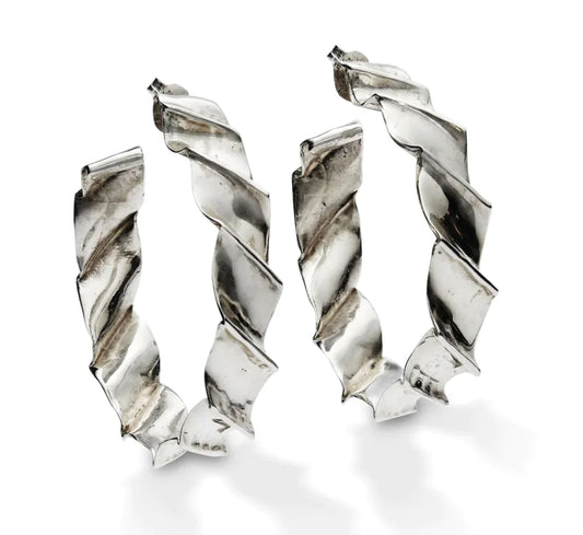 Elizabeth Hooper Studio - Large Ripple Hoops - Silver