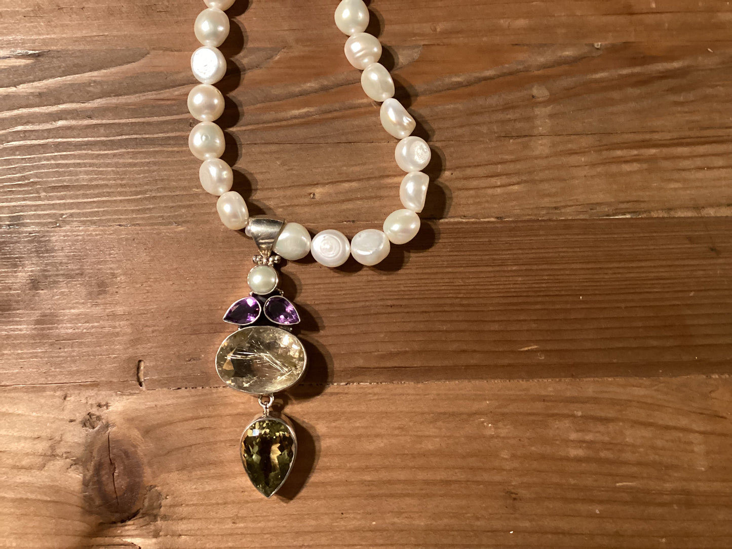 Barbara Harvel - Necklaces - Potato Pearls Amethyst Peridot