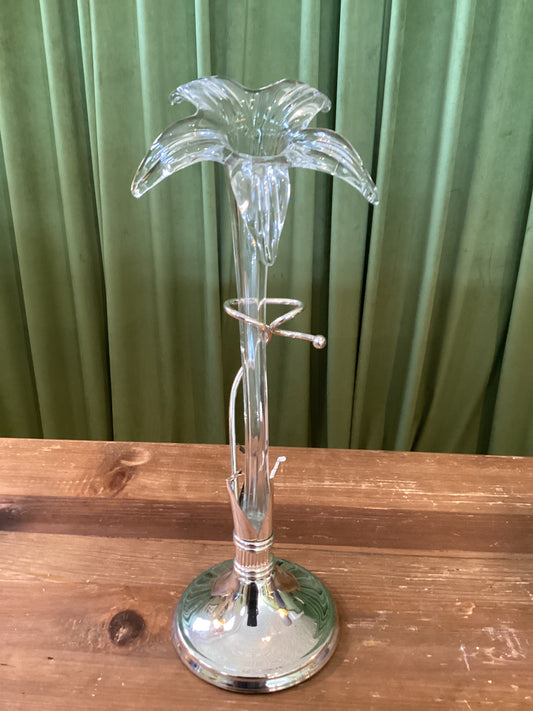 Glass Flower/Metal Base