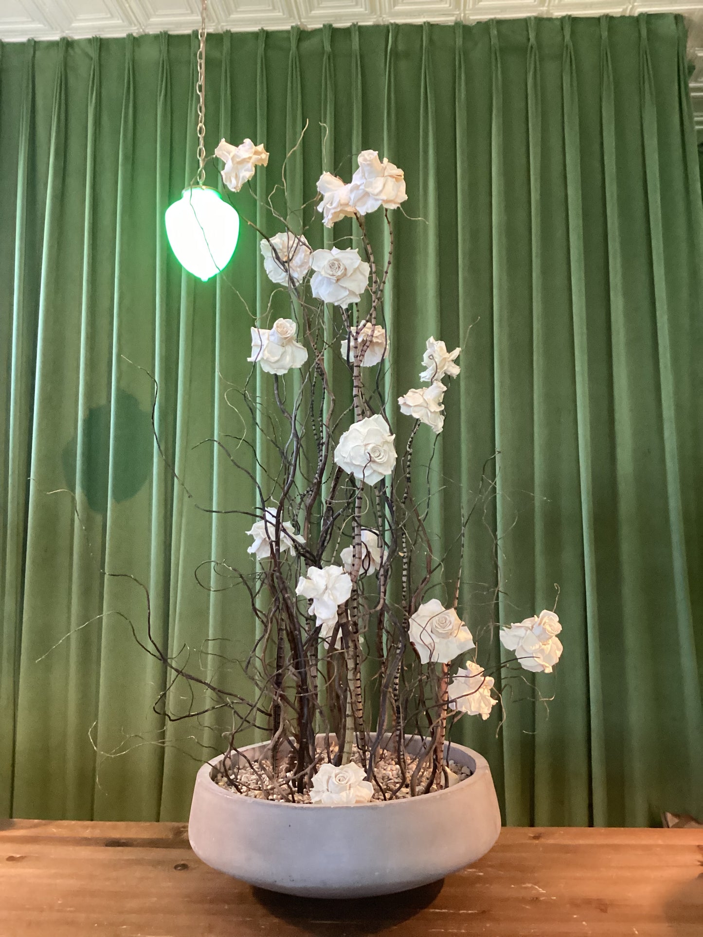 Preserved white rose arrangement