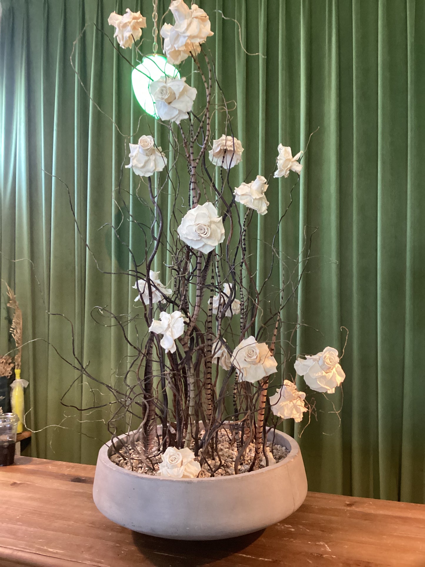 Preserved white rose arrangement